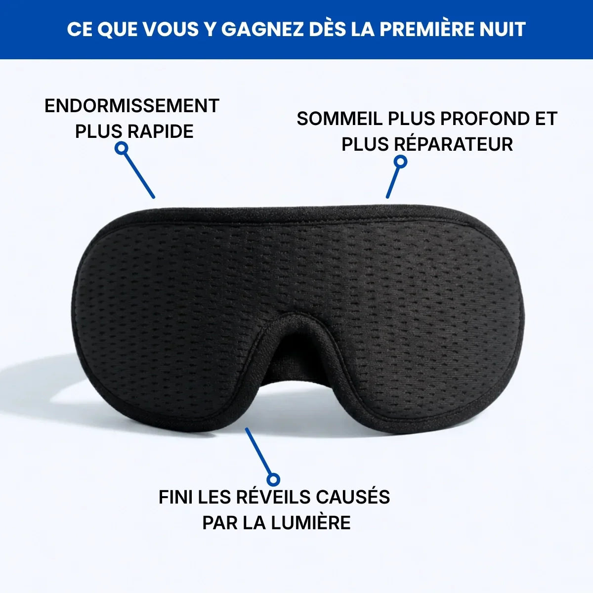Masque yeux dormir en tissu doux respirant – Agréable toute la nuit